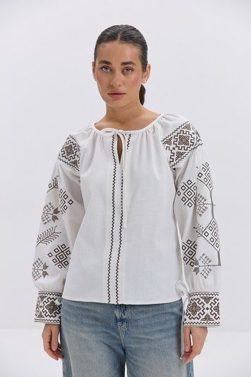 Вишиванка жіноча лляна молочна 35212/молочна ARjen