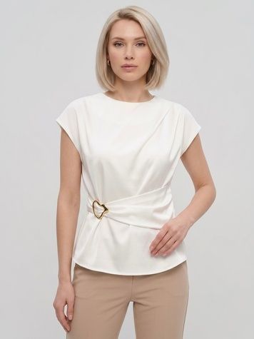 Блуза жіноча атласна молочна 5203-1/молочний Hladysh