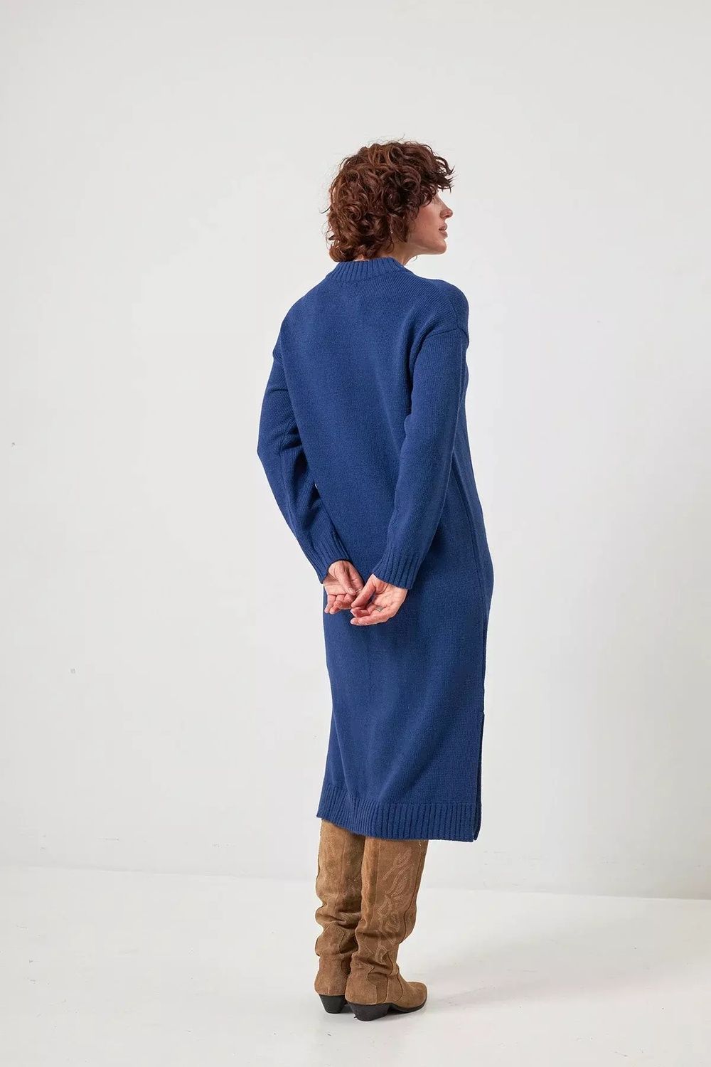 Сукня жіноча вʼязана з розрізами синя 14_26_16791/синій Wear Me
