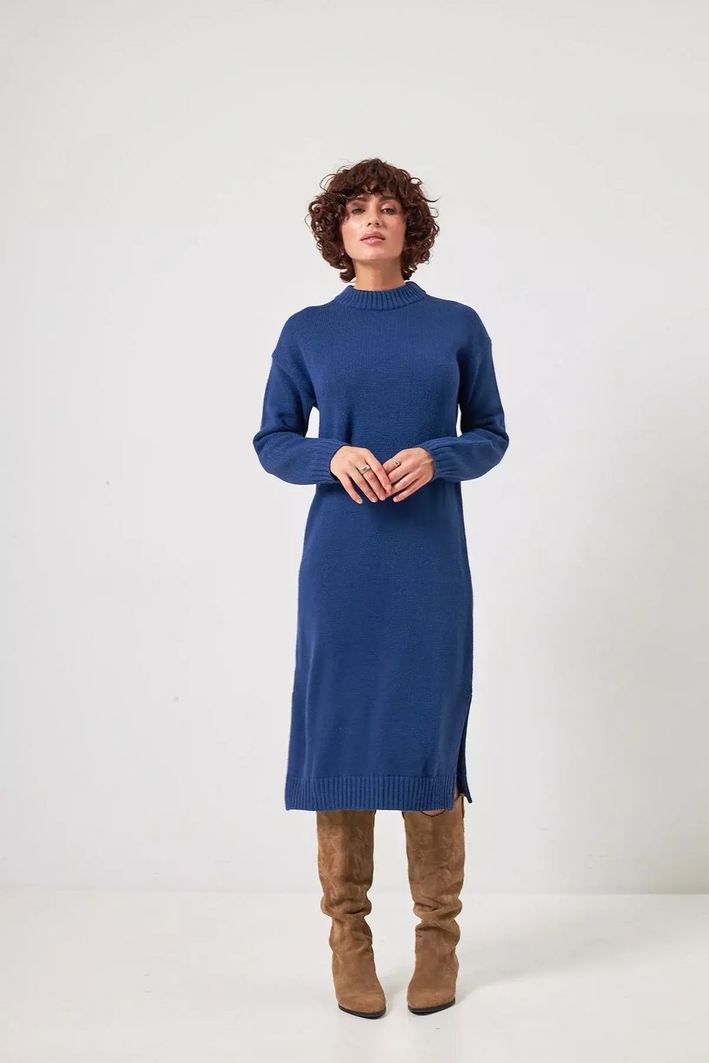 Сукня жіноча вʼязана з розрізами синя 14_26_16791/синій Wear Me