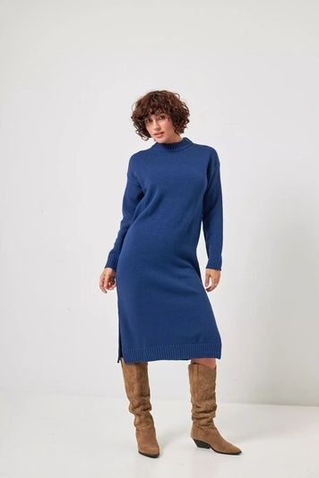 Сукня жіноча вʼязана з розрізами синя 14_26_16791/синій Wear Me