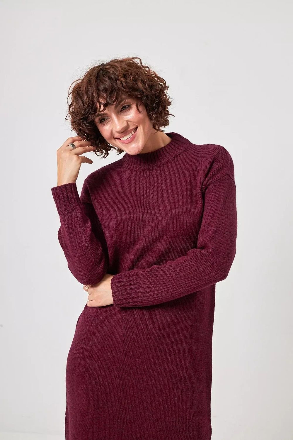 Сукня жіноча вʼязана з розрізами бордова 14_26_16791/бордовий Wear Me