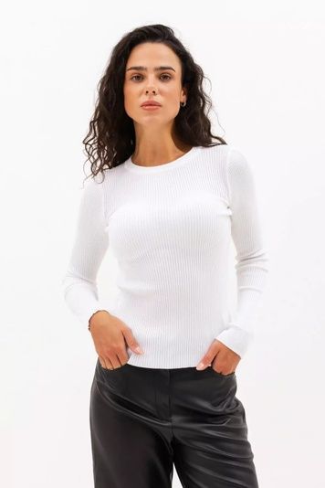 Лонгслів трикотажний в рубчик молочний 7_26_16629/молочний Wear Me