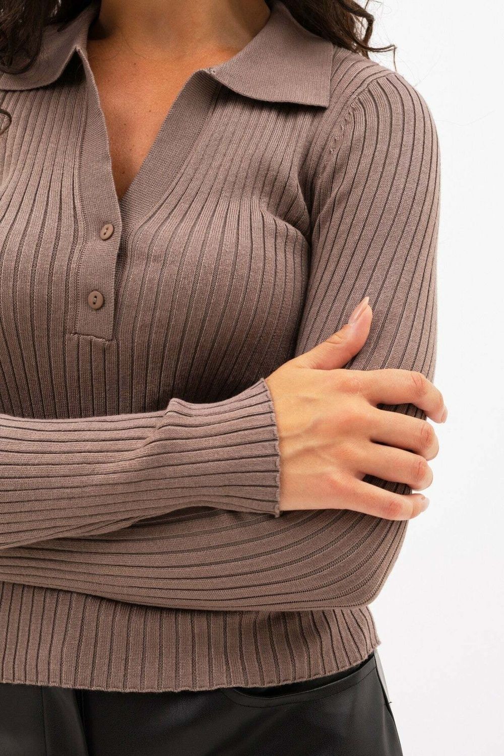Джемпер поло жіночий коричневий 7_26_16630/коричневий Wear Me