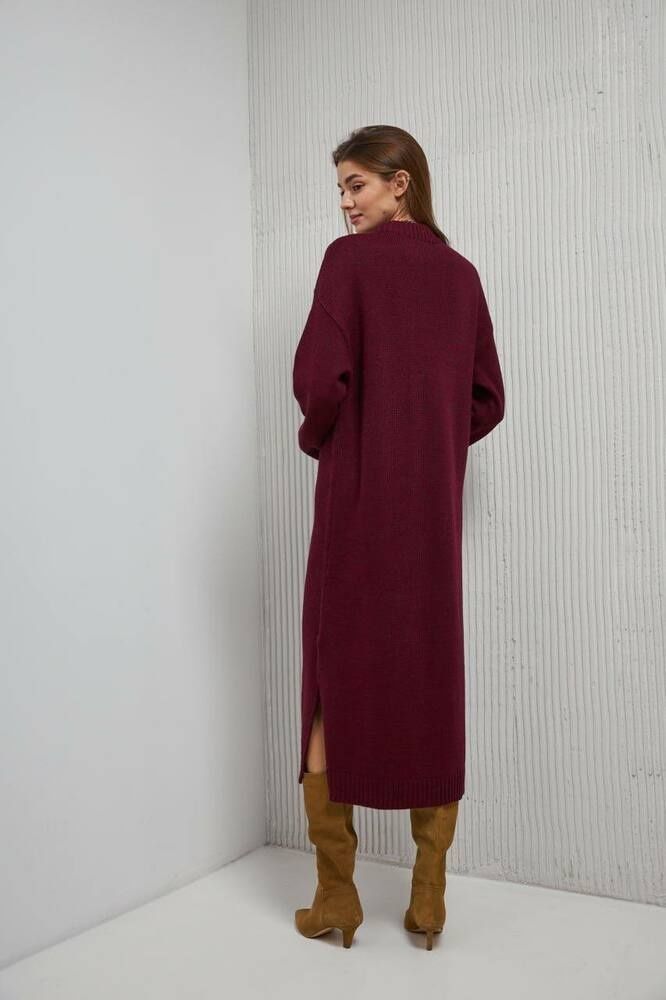 Сукня в'язана з розрізами бордова 14_24_9447/бордо Wear Me